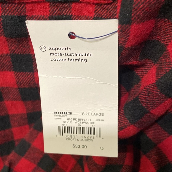 Croft & Barrow super soft flannel button down size L NWT!! - Picture 8 of 10